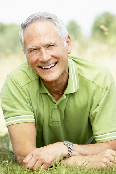 Portrait Mature Man Relaxing Countryside — Stock Photo, Image
