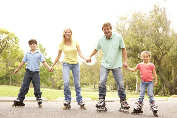 Family Wearing Line Skates Park — Stock Photo, Image
