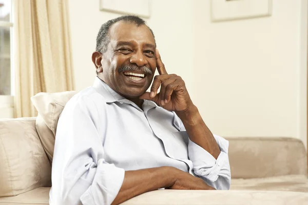 Senior Man Relaxing Chair Home — Stock Photo, Image