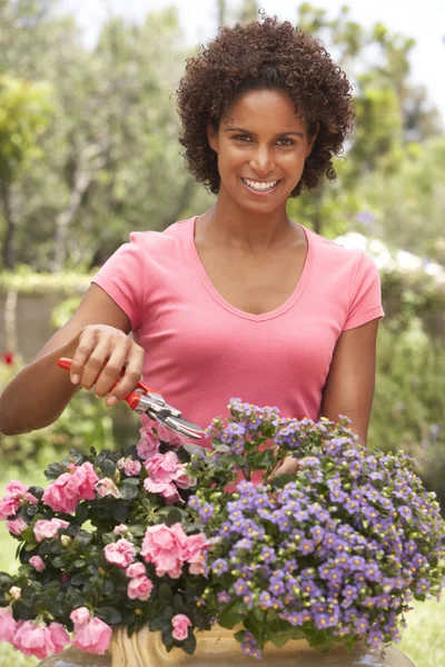 Jonge vrouw tuinieren — Stockfoto