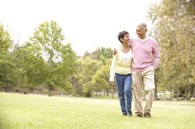 Senior Couple Walking In Park clipart