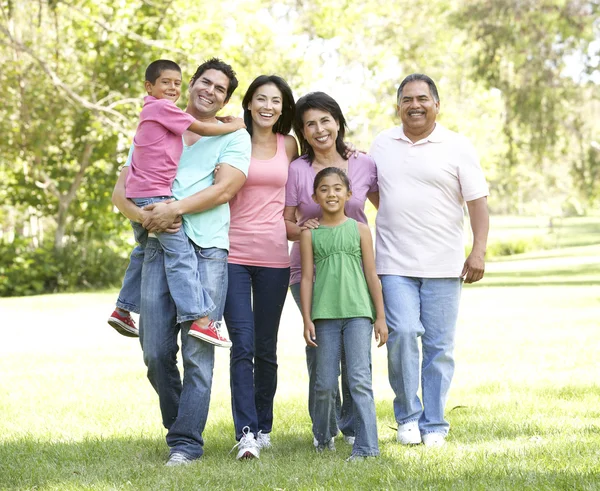 Extended Family Group Walking In Park — Stock Photo, Image