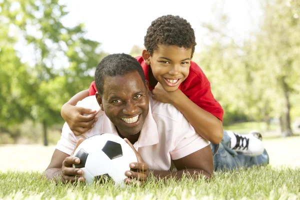 Father Son Park Football — Stock Photo, Image