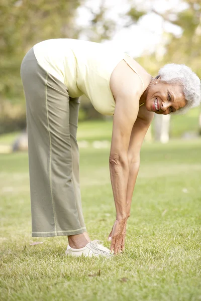 Упражнения Пожилых Женщин Парке — стоковое фото