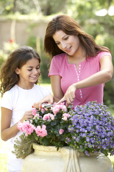 Matka i córka razem ogrodnictwo — Zdjęcie stockowe