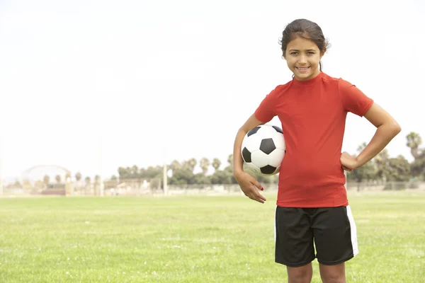 Mladá Dívka Fotbalového Týmu — Stockfoto