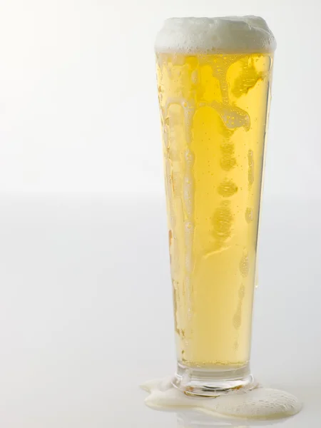 Glas Schaumiges Bier — Stockfoto