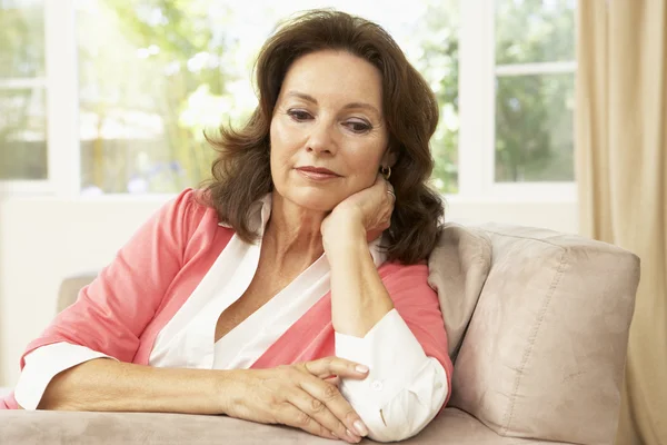 Senior Woman Relaxing Chair Home — Stock Photo, Image