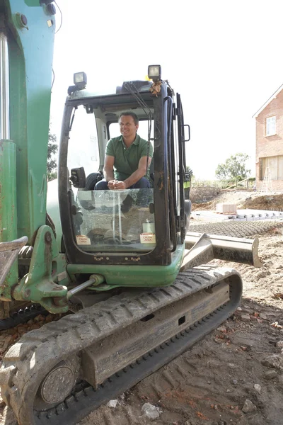 Trabajador Construcción Usando Excavadora —  Fotos de Stock