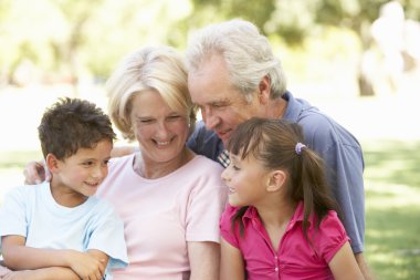 Grandparents And Grandchildren Enjoying Day In Park clipart