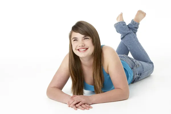Studio Portrait Happy Teenage Girl — Stock Photo, Image