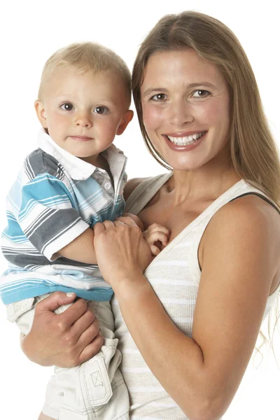 Studio Portrait Of Mother Holding Son — Stock Photo, Image