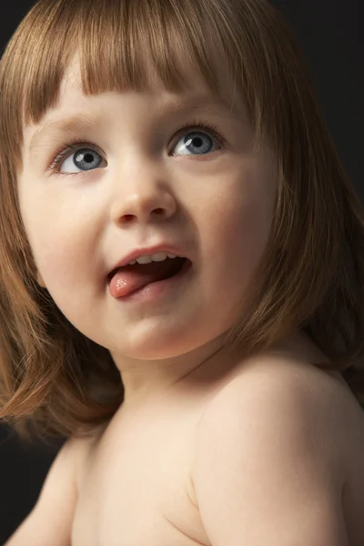 Close Studio Portrait Smiling Young Girl — Stock Photo, Image