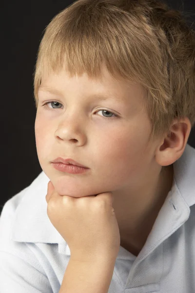 Studio Portrait Of Thoughtful Young Boy — Stock Photo, Image