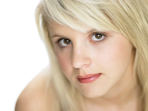 Zavřete Studiový Portrét Blondýnka Dospívající Dívky — Stock fotografie