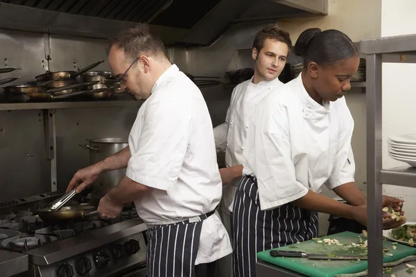 Team Chefs Preparing Food Restaurant Kitchen — Stock Photo, Image