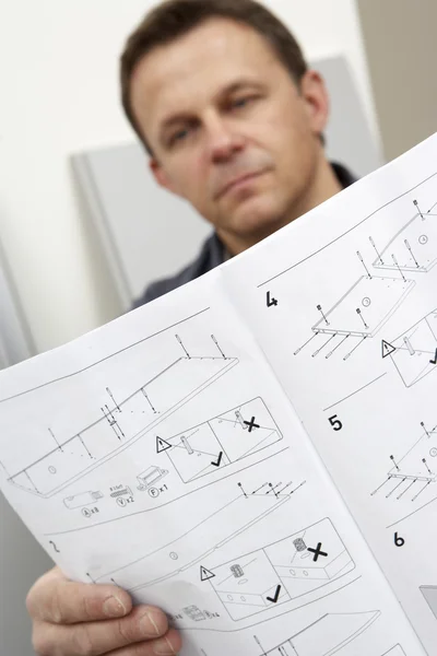 Instrucciones Montaje Lectura Hombre Para Muebles Paquete Plano — Foto de Stock