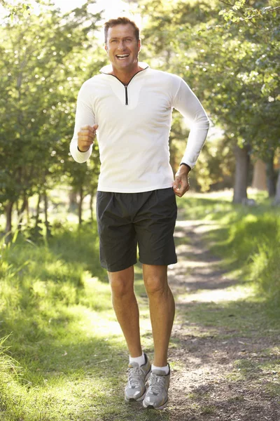 Homem de meia-idade Jogging no parque — Fotografia de Stock