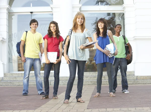 Group Teenage Students Standing College Building Royalty Free Stock Images