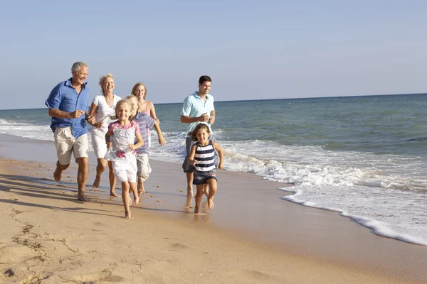 Retrato Familia Tres Generaciones Vacaciones Playa — Foto de Stock