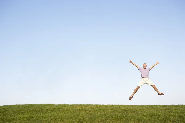 Senior Man Jumping Air — Stock Photo, Image