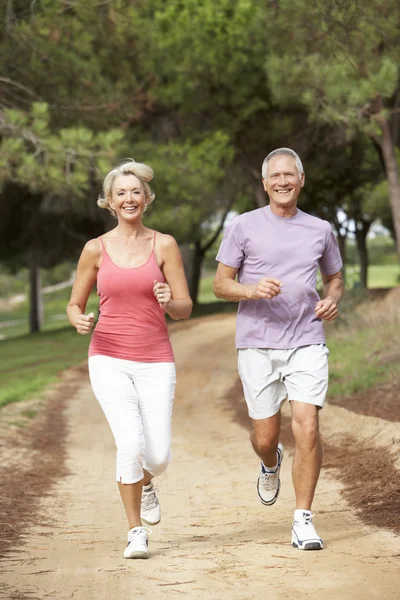 Senior Couple Running Park — Stock Photo, Image
