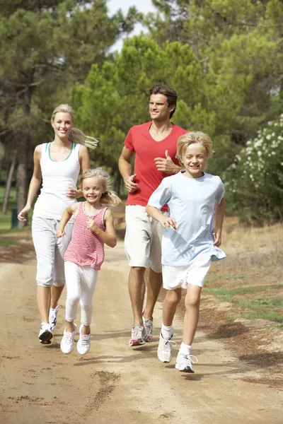 Family Running Path Park — Stock Photo, Image
