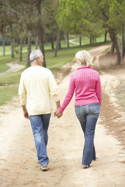 公園で散歩を楽しんでいる年配のカップル — ストック写真