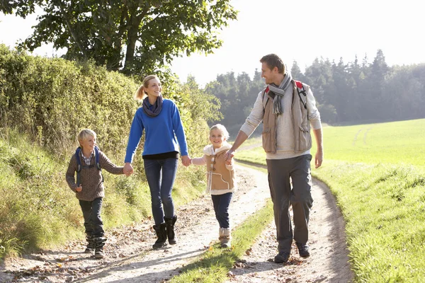 Молодая семья прогуливается в парке — стоковое фото