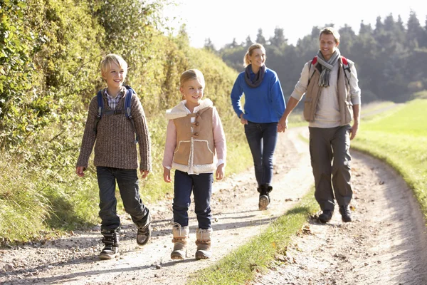 Молодая семья прогуливается в парке — стоковое фото