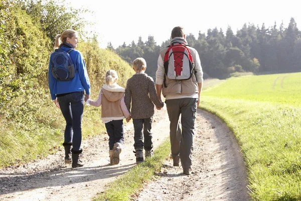 Parkta yürüyen genç ailesi — Stok fotoğraf
