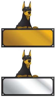 Doberman With Horizontal Sign Board clipart