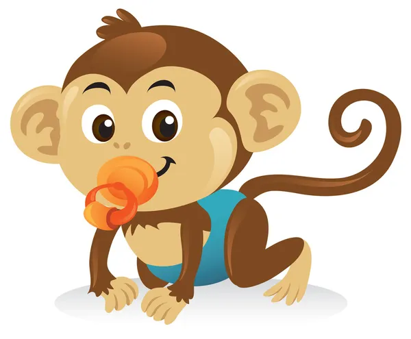 Bebé mono con chupete — Vector de stock