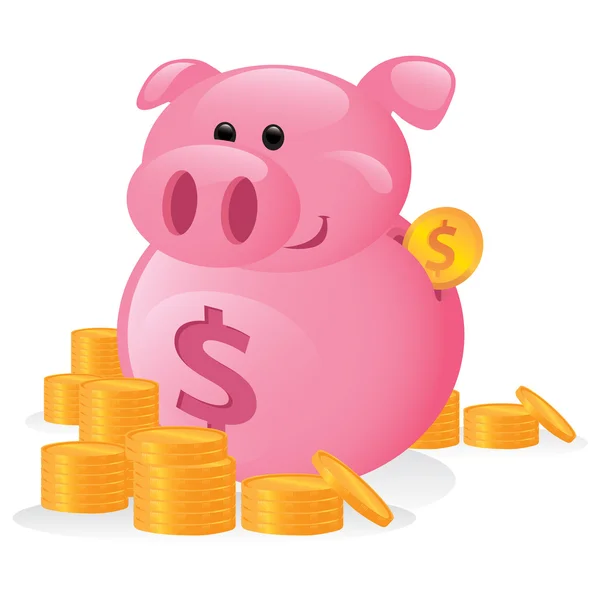 Banco dos desenhos animados Piggy —  Vetores de Stock