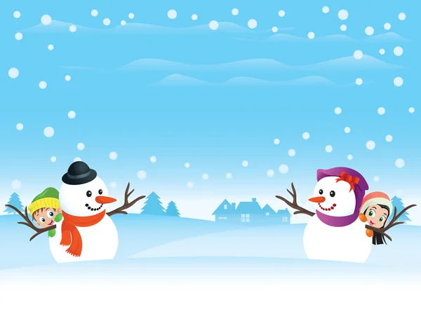 Bonhomme de neige couple — Image vectorielle