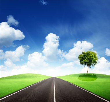 Road and perfecr sunny day clipart