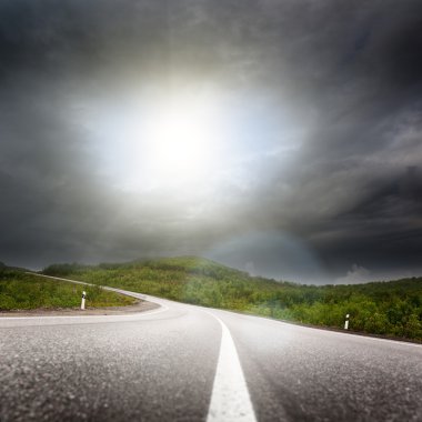 Road and black clouds clipart