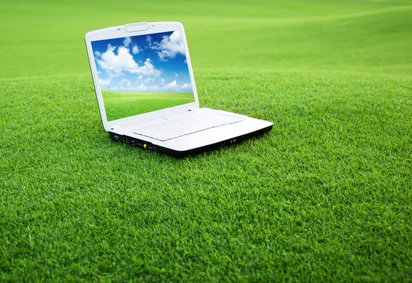 Notebook on the green field — Stock Photo, Image