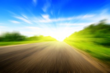 motion blur road and sun clipart