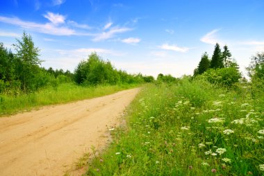 Road from sand and perfect summer day clipart