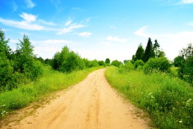 Road from sand and perfect summer day clipart