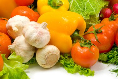 Wet fresh shiny vegetables background clipart