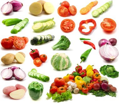 Large page of vegetables clipart