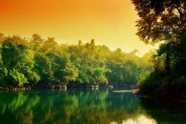 Zachód Słońca Dżungli Tajlandii — Zdjęcie stockowe