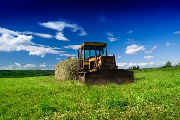 stock image Old tractor and perfect summer day