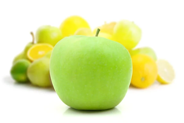 Samling Färsk Frukt Isolerad Vit — Stockfoto