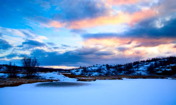 Inverno Lago Norte Pôr Sol — Fotografia de Stock