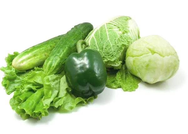 Πράσινα Λαχανικά Απομονωμένα Λευκό Φόντο — Φωτογραφία Αρχείου