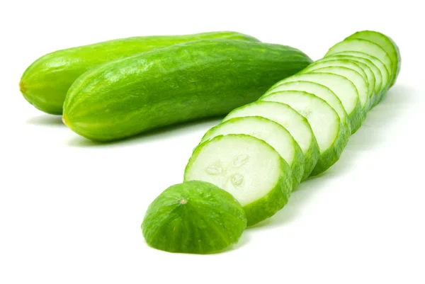 Verse Komkommers Geïsoleerd Witte Achtergrond — Stockfoto