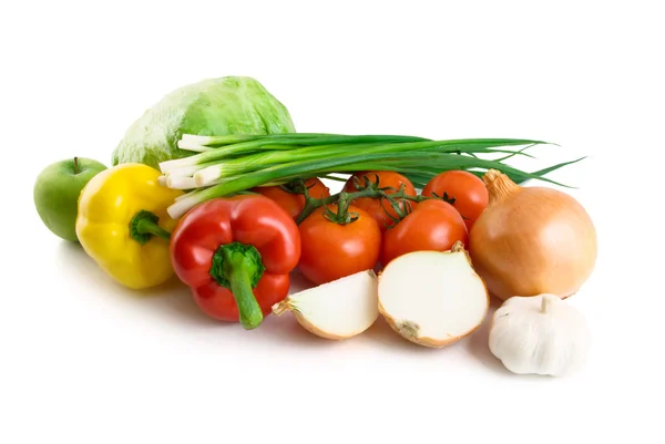 Frutas e legumes isolados no branco — Fotografia de Stock